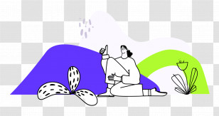 Person Sitting With Plants Transparent PNG