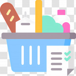 Shopping Basket - Grocery Basket With Items Illustration Transparent PNG