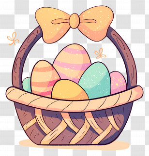 Easter Basket - Colorful Easter Egg Basket Illustration Transparent PNG