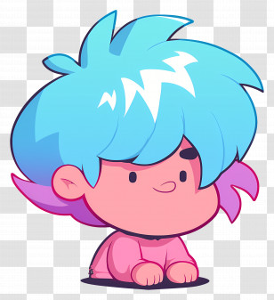 Kawaii Boy - Cute Blue-haired Cartoon Character Transparent PNG