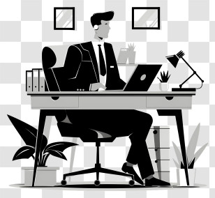 Office Worker - Office Worker At Desk Transparent PNG