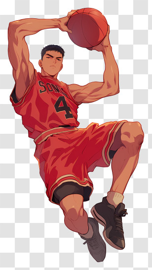 Slam Dunk - Athletic Basketball Player Dunking Transparent PNG