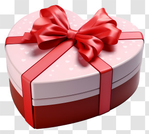 Gift Box - Heart-Shaped Gift Box With Red Ribbon Transparent PNG