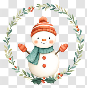 Snowman Frame - Festive Snowman Wreath Transparent PNG