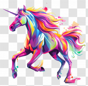 Horse - Colorful Rainbow Unicorn Illustration Transparent PNG