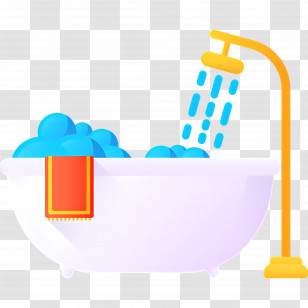 Bathtub - Bathtub With Shower And Bubbles Transparent PNG
