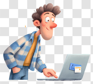 Checkout - Man Pointing At Laptop Transparent PNG