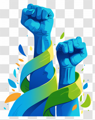 Human Rights Day - Creative Fists With Green Ribbon And Colorful Accents Transparent PNG
