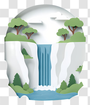 Peaceful Waterfall Scene Transparent PNG