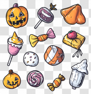 Halloween Candy - Colorful Halloween Candies And Sweets Illustration Transparent PNG