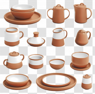 Earthenware Dinner Set - Complete Ceramic Tableware Collection Transparent PNG
