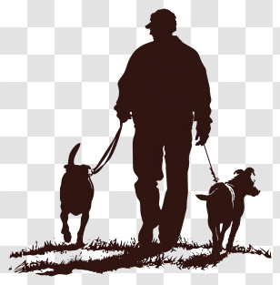 Dog Silhouette - Silhouette Of Man Walking Dogs Transparent PNG