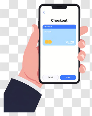 Hand Holding Phone Shopping - Mobile Checkout Phone Illustration Transparent PNG