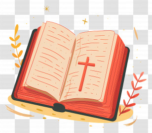 Book - Holy Bible With Cross Illustration Transparent PNG