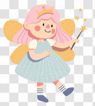 Cartoon Fairy - Cartoon Fairy Princess With Magic Wand Transparent PNG