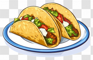 Tacos On Plate - Tacos Served On Plate With Fresh Ingredients Transparent PNG
