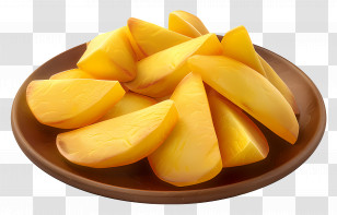 Potato Wedges - Yellow Potato Wedges On Brown Plate Transparent PNG