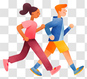 Couple Jogging Side By Side - Walking Couple In Flat Style Transparent PNG