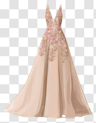 Prom Dress - Elegant Floral Dress Illustration Transparent PNG
