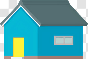 Icon - Simple Blue House With Yellow Door Transparent PNG