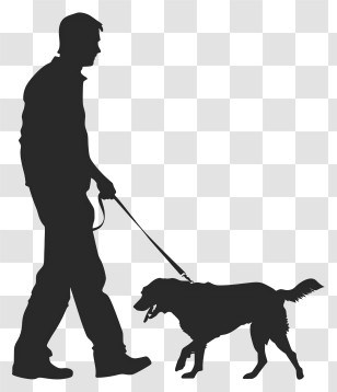 Dog Silhouette - Silhouette Of A Man Walking A Dog Transparent PNG
