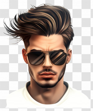 Long Hair Mid Fade Haircut - Stylish Man With Sunglasses Illustration Transparent PNG