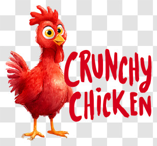 Crunchy Chicken Logo - Crunchy Chicken Red Rooster Mascot Transparent PNG