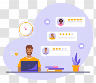 Workplace - Man At Laptop Giving Reviews Transparent PNG