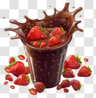 Chocolate Milk - Delicious Strawberries In Chocolate Splash Transparent PNG