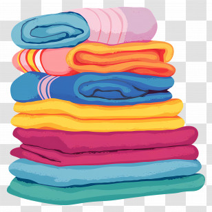 Stack Of Towels - Stack Of Colorful Towels For Home Decor Transparent PNG