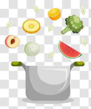 Pot Of Vegetables - Cooking Pot With Fruits And Vegetables Transparent PNG