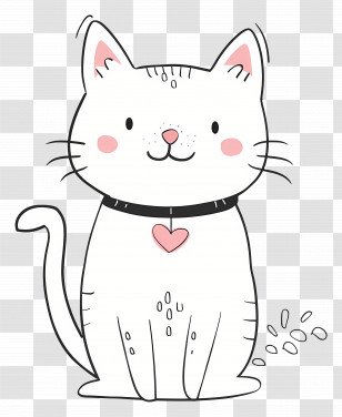 Cat Outline - Cute Cat Illustration Transparent PNG