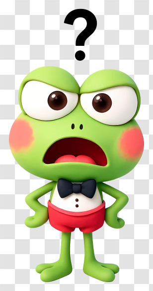 Keroppi - Green Frog With Question Mark Cartoon Transparent PNG