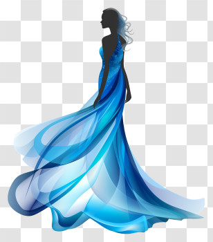 Dress In Blue Day - Elegant Woman In Blue Flowing Dress Transparent PNG