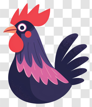 Rooster - Colorful Cartoon Chicken Illustration Transparent PNG
