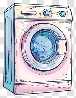 Washing Machine - Illustrated Washing Machine For Household Chores Transparent PNG
