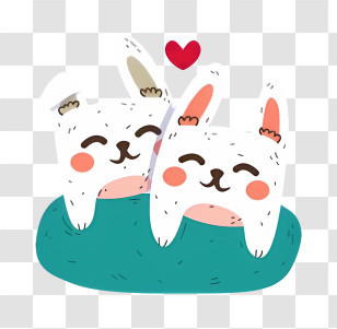 Black Cat - Cute Rabbits With Heart Transparent PNG