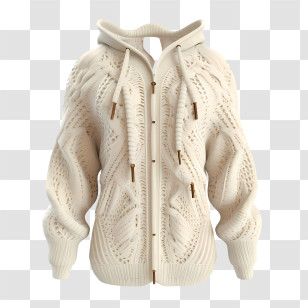 Christmas Sweater - White Knitted Hoodie With Detailed Pattern Transparent PNG