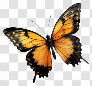 Butterfly - Orange Butterfly With Detailed Wings Transparent PNG