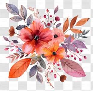 Autumn Flowers - Fall-Themed Flower Illustration Transparent PNG