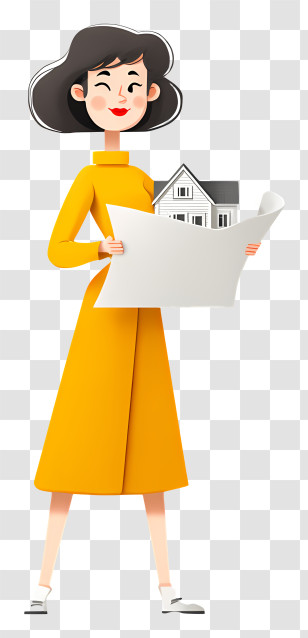 Girl With House - Person Holding House Plan Transparent PNG