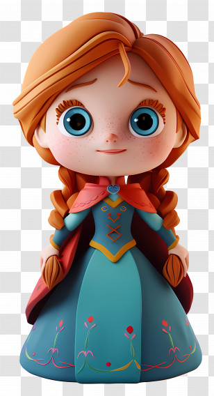 Anna Princess - Adorable Cartoon Girl In Blue Dress Transparent PNG