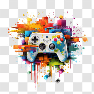 Video Game - Colorful Game Controller Digital Art Transparent PNG
