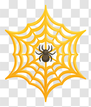 Spider Web - Spider On Golden Web Illustration Transparent PNG