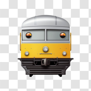 Railway Car - Yellow And Silver Train Front Illustration Transparent PNG