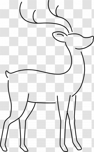 Line Deer - Minimalist Deer Outline Drawing Transparent PNG