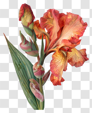 Canna Indica Flower - Beautiful Orange Iris Flower Transparent PNG