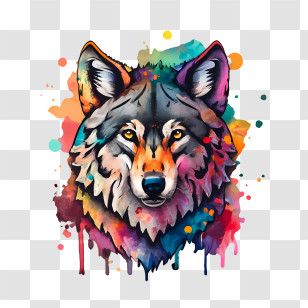 Wolf Head - Vivid Watercolor Painting Of A Wolf Transparent PNG