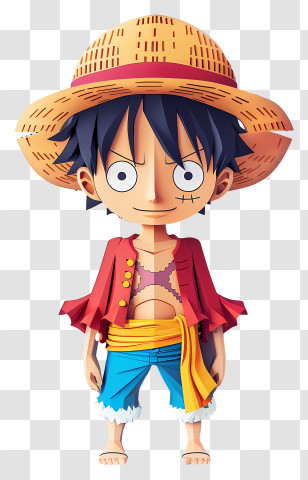 One Piece Luffy - Cartoon Anime Character Wearing Straw Hat Transparent PNG