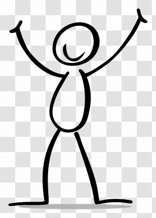 Stick Figure - Happy Stick Figure With Raised Arms Transparent PNG